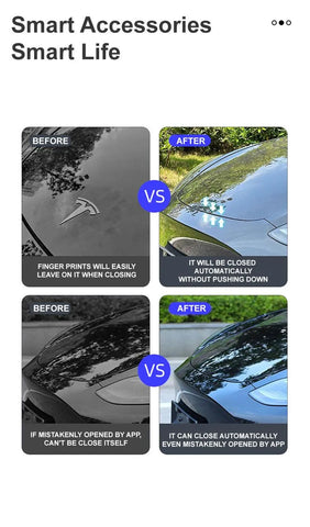 Tesla Model 3 & Y Auto Soft Closing Frunk Automatic Front Trunk Before and After difference Tesla Model 3 & Y Auto Soft Closing Frunk Automatic Front Trunk Before and After difference