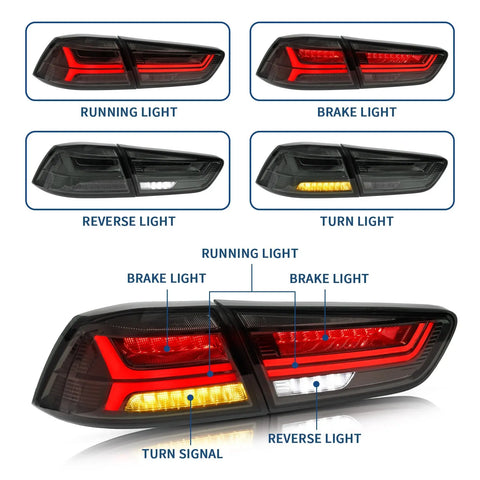 Mitsubishi Lancer 2008-2018 Evo X - Vland Sequential LED Tail Lights Mitsubishi Lancer 2008-2018 Evo X - Vland Sequential LED Tail Lights