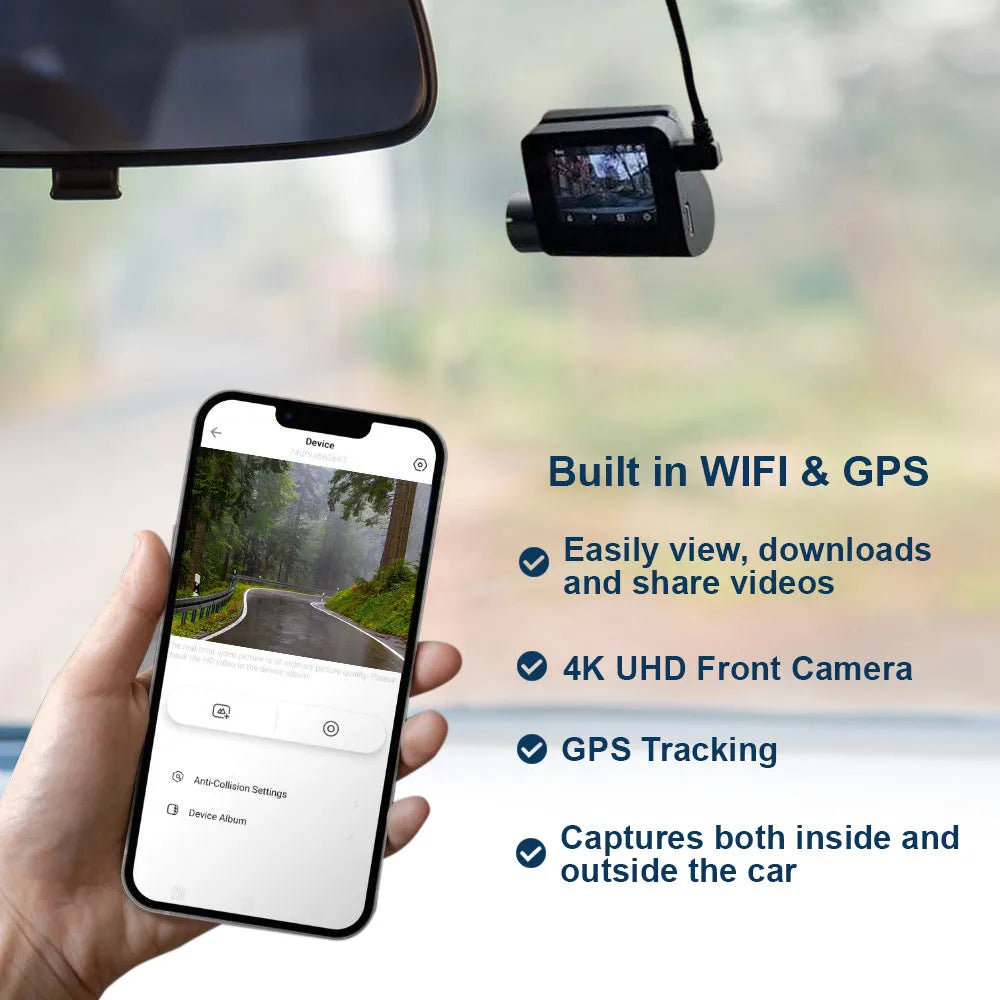 4K UHD Dash Cam & 2K Rear Camera with GPS and wifi 4K UHD Dash Cam & 2K Rear Camera with GPS and wifi