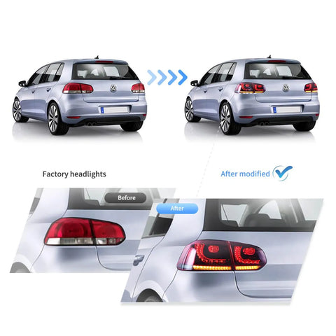 VW Golf Mk6 Sequential Red LED Tail Lights Vland - gtzone VW Golf Mk6 Sequential Red LED Tail Lights Vland - gtzone