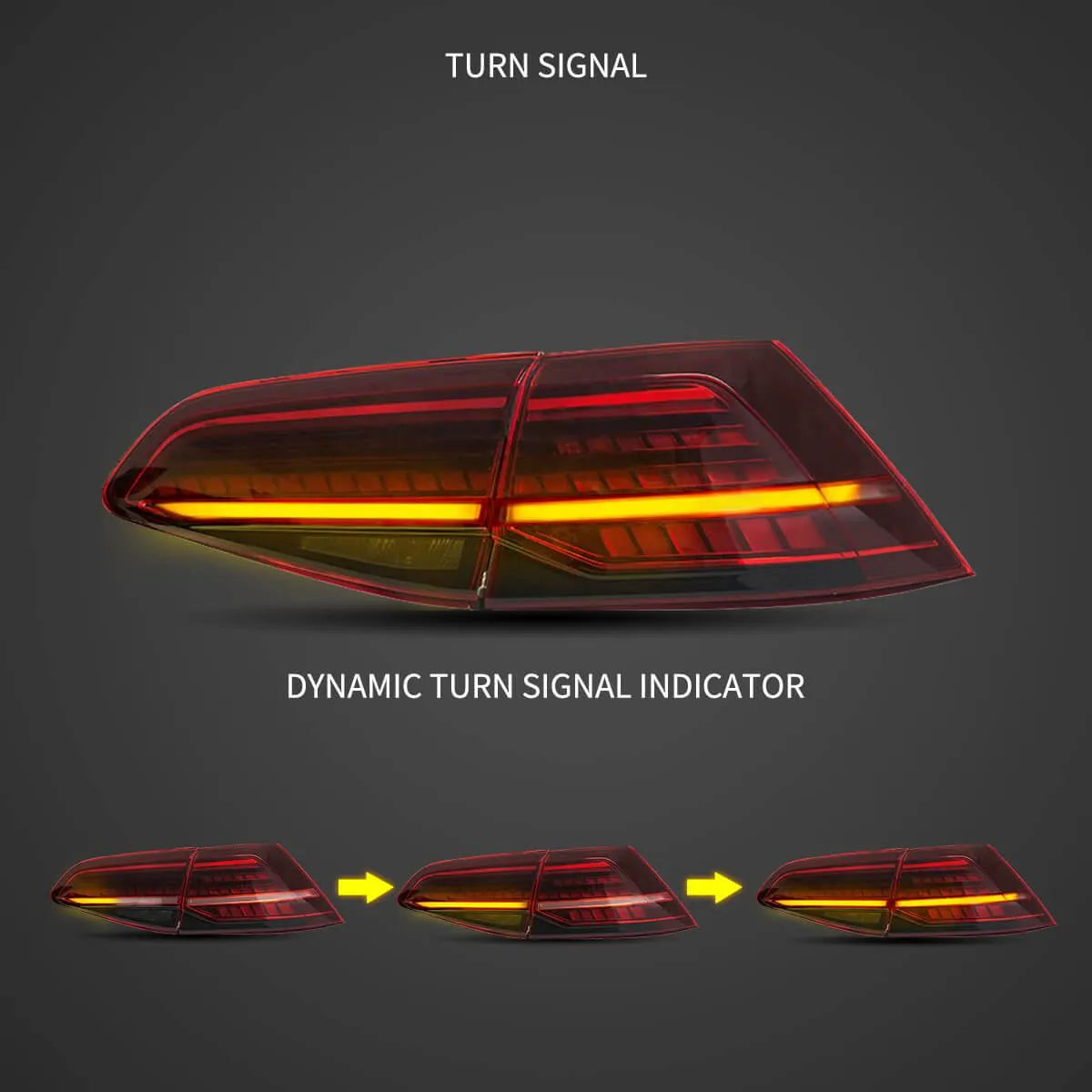 Volkswagen Golf MK7 MK7.5 Hatchback Vland LED Tail Lights with Sequential Turn Signal - gtzone Volkswagen Golf MK7 MK7.5 Hatchback Vland LED Tail Lights with Sequential Turn Signal - gtzone