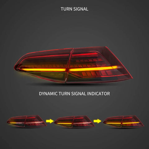 Volkswagen Golf MK7 MK7.5 Hatchback Vland LED Tail Lights with Sequential Turn Signal - gtzone Volkswagen Golf MK7 MK7.5 Hatchback Vland LED Tail Lights with Sequential Turn Signal - gtzone
