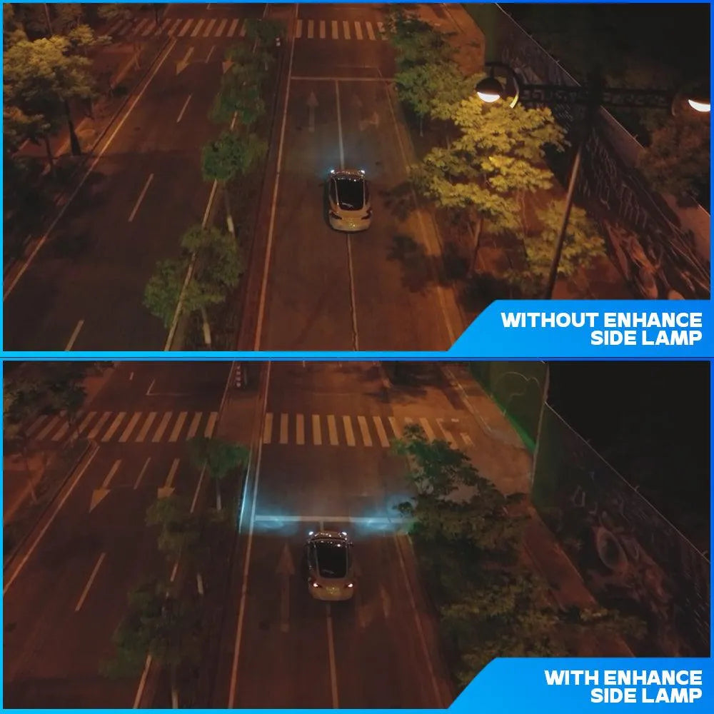 Tesla model 3 & Y Enhanced side lamp increases the visibility during night drive. It will activate when you turning more than 18 degree or turning the signal light, Tesla model 3 & Y Enhanced side lamp increases the visibility during night drive. It will activate when you turning more than 18 degree or turning the signal light,