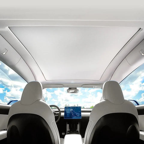 Look from the back for Tesla Model Y Electric Auto Close Roof Sunshade Look from the back for Tesla Model Y Electric Auto Close Roof Sunshade