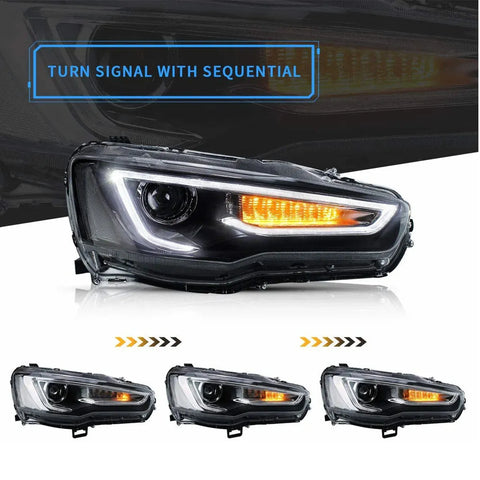 Mitsubishi Lancer 2008-2018 Evo X - Vland Sequential LED Head Lights Mitsubishi Lancer 2008-2018 Evo X - Vland Sequential LED Head Lights