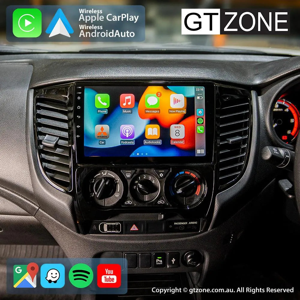 Mitsubishi Triton Manual-AC Head Unit Upgrade Kit (2016-Present) - 9inch Wireless Multitouch Smartscreen with Apple Carplay Android Auto