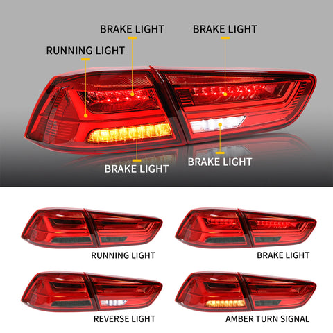 Mitsubishi Lancer 2008-2018 Evo X - Vland Sequential LED Tail Lights