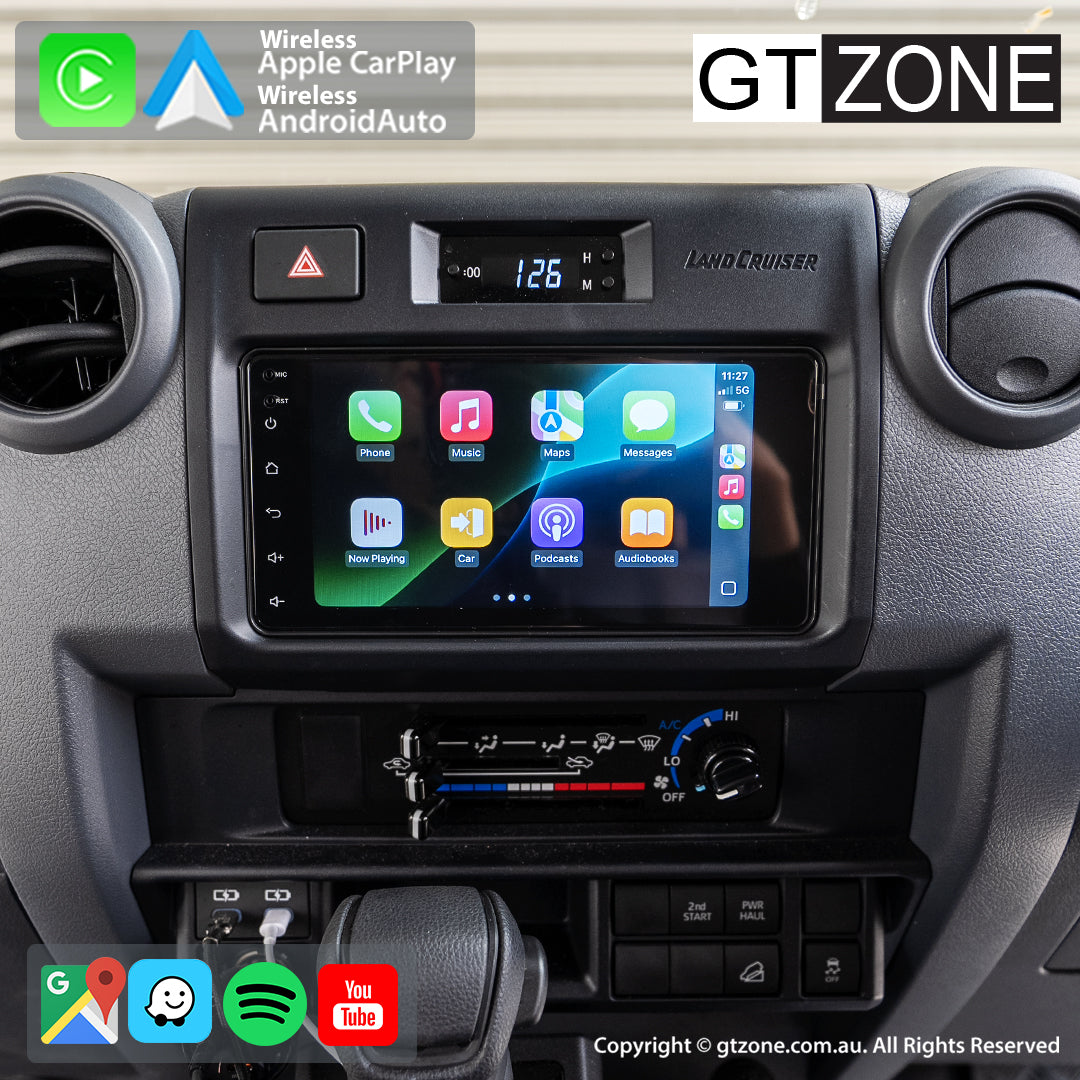 Toyota Landcruiser 79-Series Head Unit Upgrade Kit (1983-Present) - 7inch Wireless Multitouch Smartscreen with Apple Carplay Android Auto