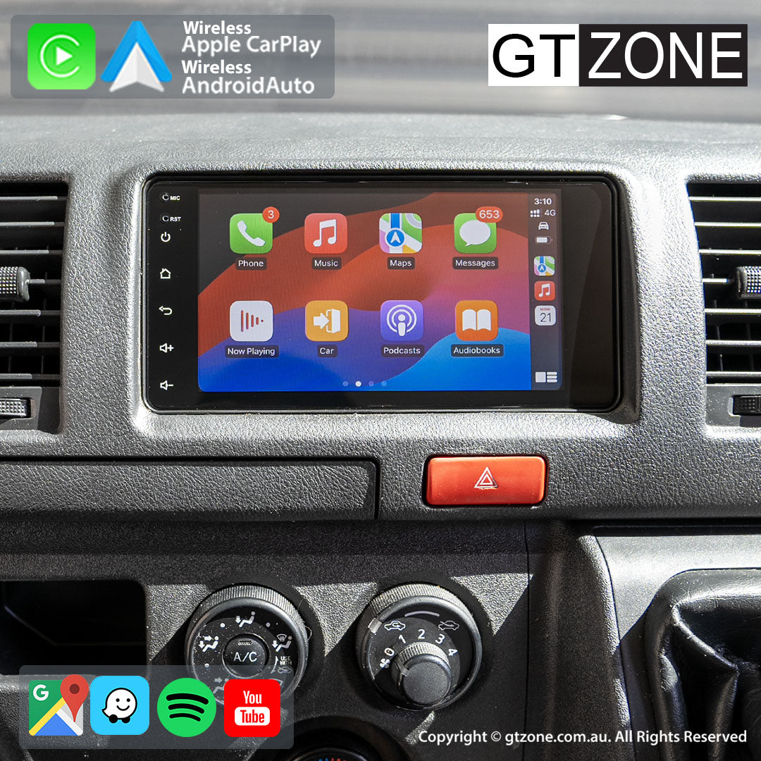 Toyota Hiace Head Unit Upgrade Kit (2004-2019) - 7inch Wireless MultiTouch Smartscreen with Apple Carplay Android Auto