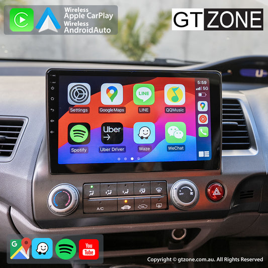 Honda Civic Head Unit Upgrade Kit (2006-2011) - 9inch Wireless Multitouch Smartscreen with Apple Carplay Android Auto (Copy) 1080