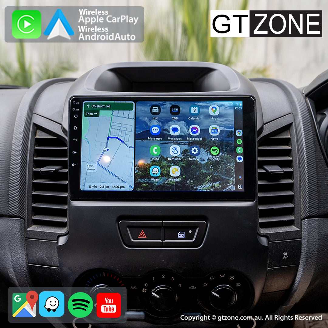 Ford Ranger Head Unit Upgrade Kit (2012-2015) - 9inch Touchscreen with Wireless Apple Carplay & Android Auto