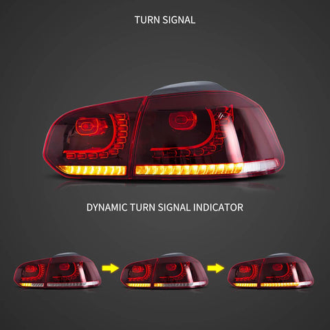 VW Golf Mk6 Sequential Red LED Tail Lights Vland - gtzone