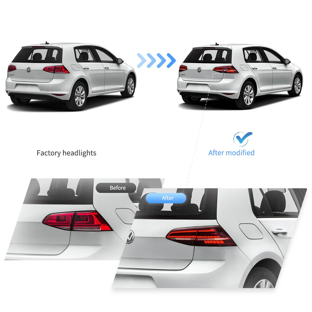 Volkswagen Golf MK7 MK7.5 Hatchback Vland LED Tail Lights with Sequential Turn Signal - gtzone