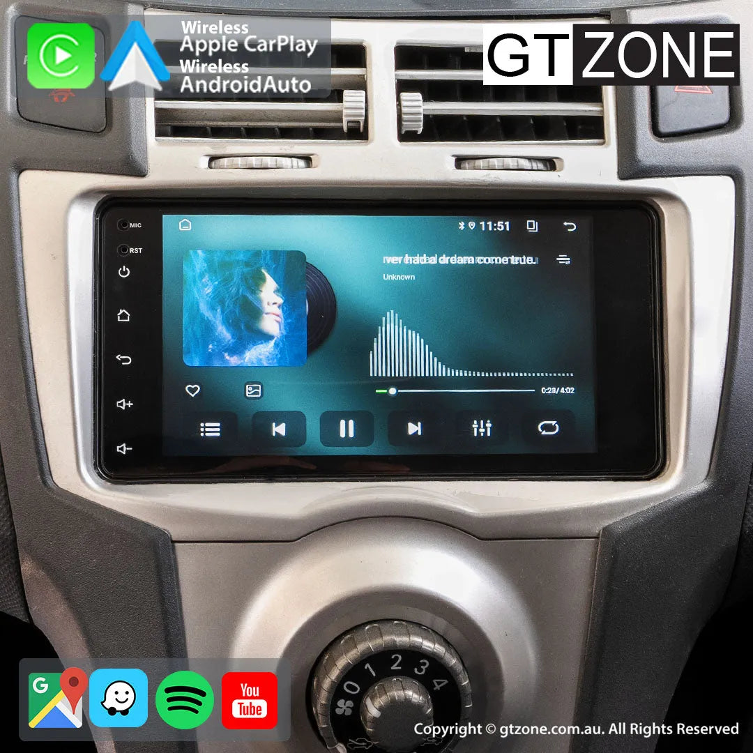 Toyota Yaris Head Unit Upgrade Kit (2005-2011) - 9inch Wireless Multitouch Smartscreen with Apple Carplay Android Auto